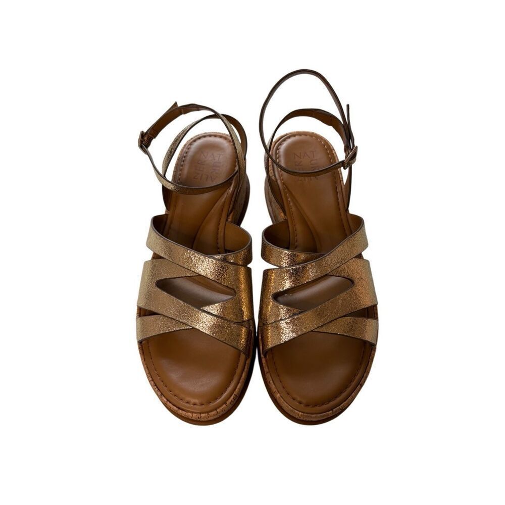 Naturalizer Riley strappy gold cork platform sandals - 9